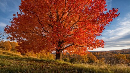 Maple tree displaying vibrant red and yellow foliage during the fall season