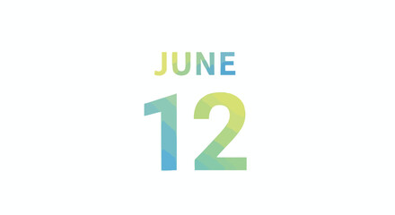 Stylized June 12th Calendar Date Announcement with Polygonal Design and Faded Blue to Yellow Gradient Aesthetic Illustration