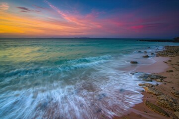 Extended Exposure Dawn Panorama Coastal