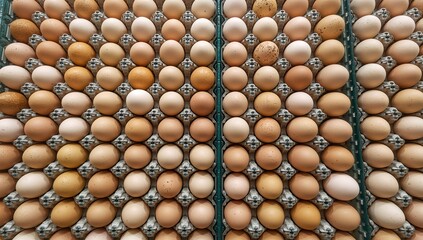 The systematic and attractive display of eggs on a store rack helps shoppers pick their preferred eggs with ease