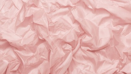 Wrinkled pink silk cloth seen from above, background with room for text