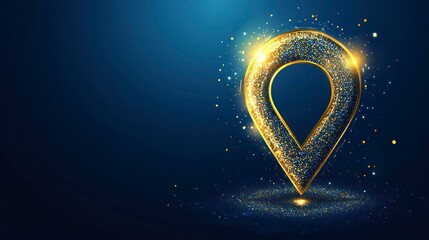 Golden location marker on dark background