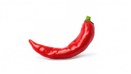 Single red chili pepper against a plain white background with clipping path