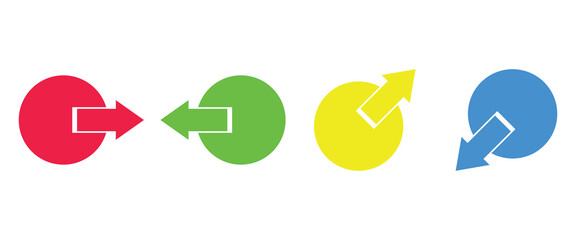 Set of Four Colorful Circular Icons with Integrated Directional Arrows, Process and Progress Symbols