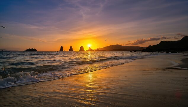 Stunning seaside sunset perfect for desktop backgrounds