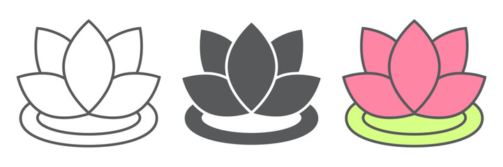 Lotus icon, flower and spa, floral sign, vector graphics, a linear pattern on a white background. editable stroke