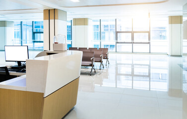 Empty waiting room in the hospital
