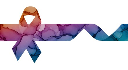 Colorful ribbon symbol, abstract fluid art style, flowing design