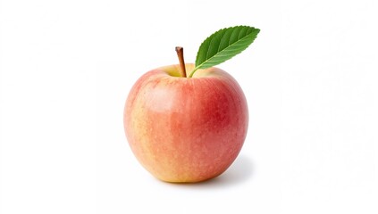 Green Leafed Apple Isolated on a White Background with Clipping Path