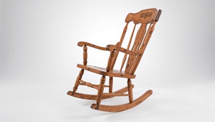 Vintage wooden rocking chair isolated on white backdrop