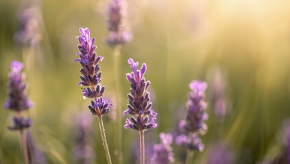 Fototapeta premium Close-up of Bright Purple Lavender Plant with Botanical Focus