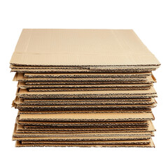 A stack of flattened cardboard boxes, waiting to be assembled. full length isolate on transparent background