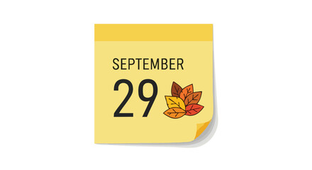 Stylized September 29th Calendar Icon Representing the Autumn Season with Festive Design Details and a Warm Color Palette