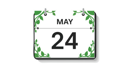 Elegant May 24th calendar page decorated with verdant vines and leaves to celebrate the arrival of spring or a special occasion