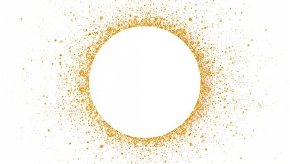 White backdrop adorned with golden glitter. Circular white space for text and decoration.
