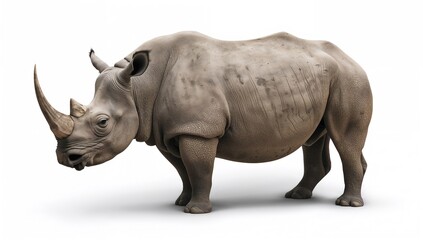 Rhinoceros silhouette on a plain white backdrop with cutout paths