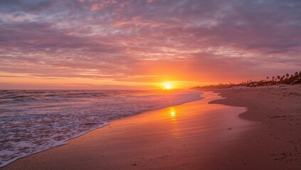 Fototapeta premium Dawn over the ocean with natural scenery and vibrant skies