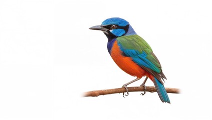 Fototapeta premium The striking Blue-winged Pitta bird, scientifically named Pitta moluccensis, is indigenous to Southeast Asia.