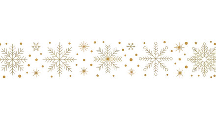 Golden Snowflake Border with Festive Dots for Winter Holiday Designs