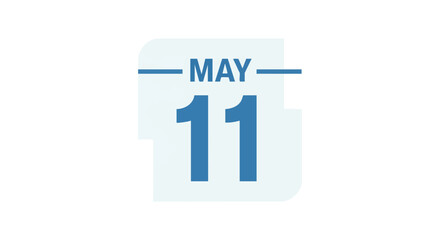 Obraz premium Minimalist illustration of a calendar page displaying the date May 11 in a cool blue color scheme