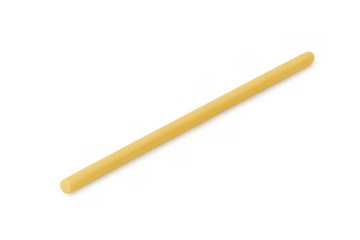 Single strand of raw yellow spaghetti, a traditional italian pasta ingredient, perfect for cooking purposes. Isolated on a clear background