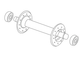 Cute cartoon hand drawn vector wheel hub  outline.