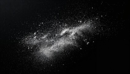 Black surface covered with scattered white powder