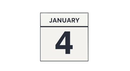 Fototapeta premium January 4th Calendar Icon: A Simple and Striking Date Reminder for Planners and Schedules