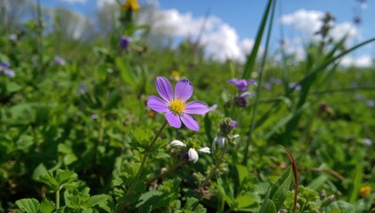 Obraz premium Tiny violet blossoms in bloom