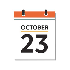 Illustrative depiction of a calendar page displaying the date october 23rd marked for scheduling or reminders