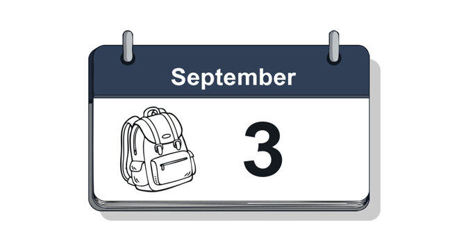 Calendar icon depicting September 3rd, symbolizing the back-to-school season for educational institutions and students commencing their academic