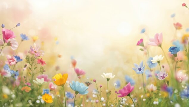 Colorful petals border design with a floral theme