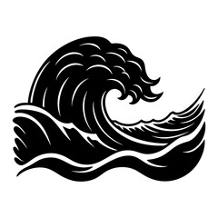 Obraz premium sea-waves-sketch--storm-wave--vintage-tide-and-oce