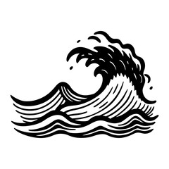 Fototapeta premium sea-waves-sketch--storm-wave--vintage-tide-and-oce