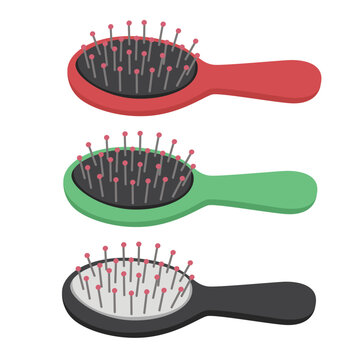 Hairbrush vector. Comb clipart. Hair accessories. Flat vector in cartoon style isolated on white background.