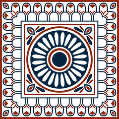 Vector square Assyrian color ornament. Rectangle, border, frame of Mesopatamia. Pattern of the ancient East.