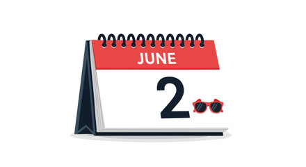 June 2nd Calendar Illustration Representing Summer Season Event Planning and Schedule Reminder Date Awareness Vacation Time Holiday Iconography
