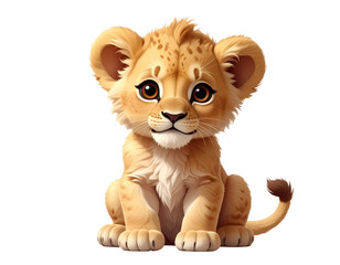 Niedliches kleines L&ouml;wenbaby, transparenter Hintergrund, PNG