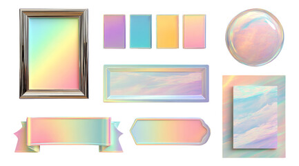 Naklejka premium Colorful and Shiny Isolated Shapes with Pastel Hues for Creative Design Projects