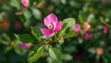 Obraz premium Vintage Paper Flower with Pink Bougainvillea Glabra Choisy and Leaves in a Garden Setting