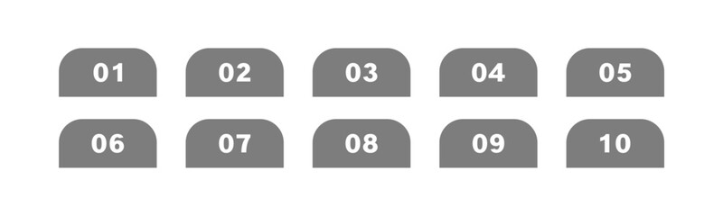 Number Typography Set 1-10. Set of flat number typography icons, isolated on a transparent editable background.