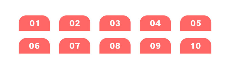 Number Typography Set 1-10. Set of flat number typography icons, isolated on a transparent editable background.