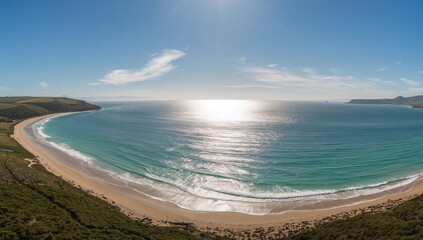 Fototapeta premium Scenic view of a seaside shore with natural beauty and blue waters