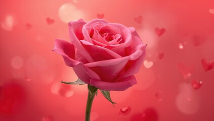 Solitary Pink Rose Set Against a Romantic Backdrop