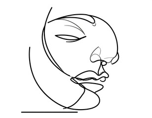 Abstract continuous line drawing of a face
