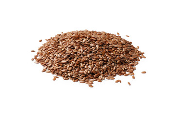 Pile of flax seeds isolated on white