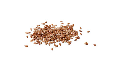 Pile of flax seeds isolated on white