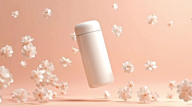 A gentle arrangement featuring pastel flowers floating around a simple white container. The soft hues create a calming atmosphere that emphasizes elegance and simplicity.