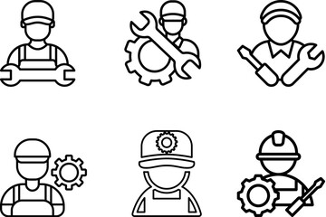Fototapeta premium Mechanic Icons A Set of Service and Repair Symbols for Various Design Applications