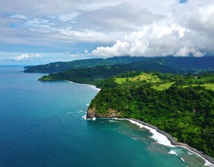 Coastal landscape aerial view